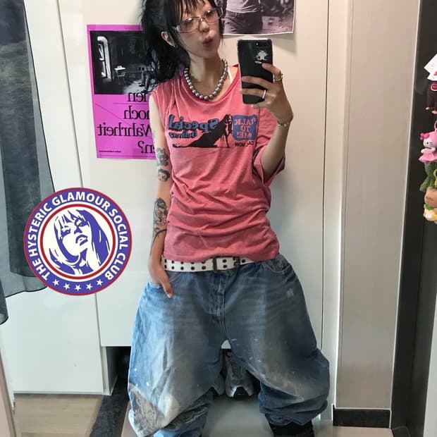 < Hysteric Glamour His girl Pink T-shirt