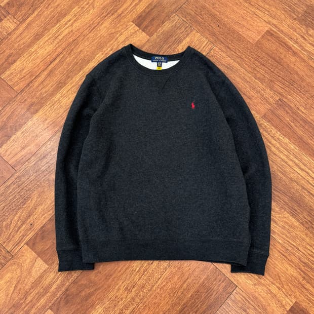 95 폴로 랄프로렌 차콜 라운드 맨투맨(안감기모)