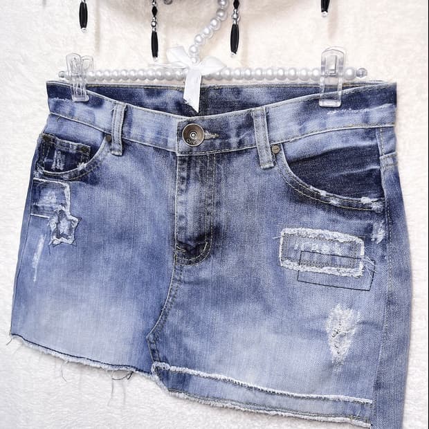 오네갸루 y2k 와투케 그런지 00 펑크 핀터 데님 미니스커트 청치마