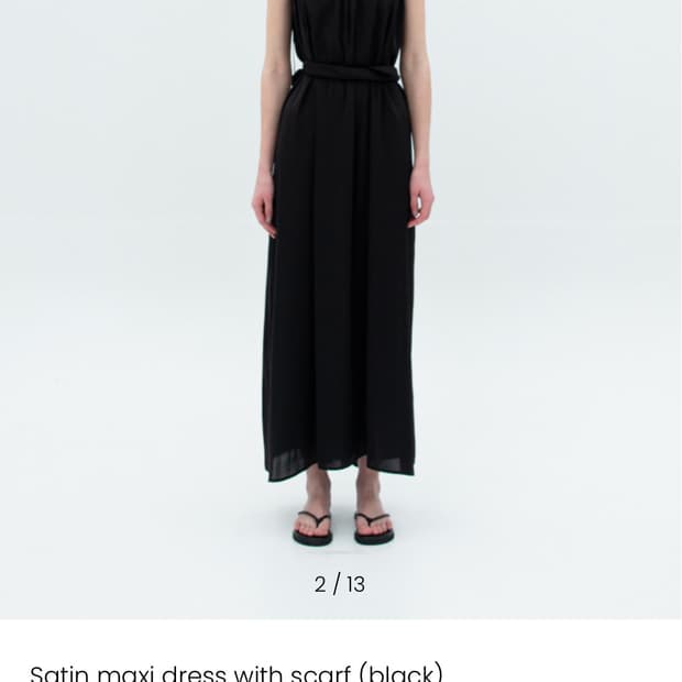 오브헤덴 Satin maxi dress with scarf (black)