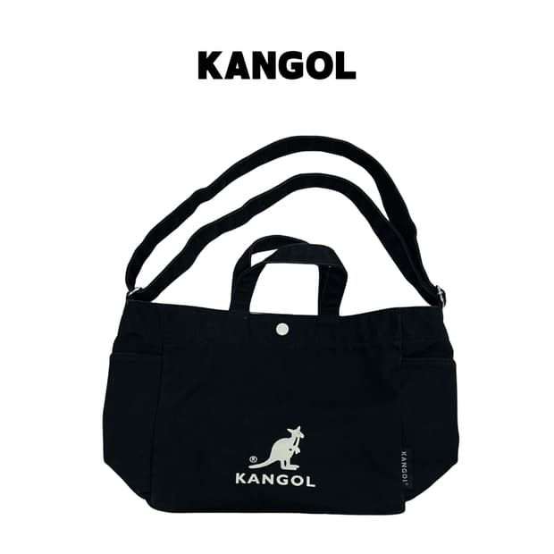 캉골 캔버스 숄더백 블랙