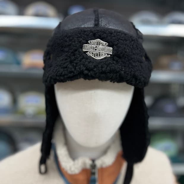 할리 블랙 방한 귀도리캡 