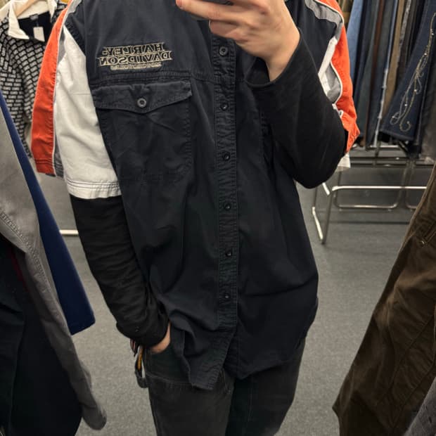 3XL)할리데이비슨 빈티지 엠브로더리 반팔 셔츠