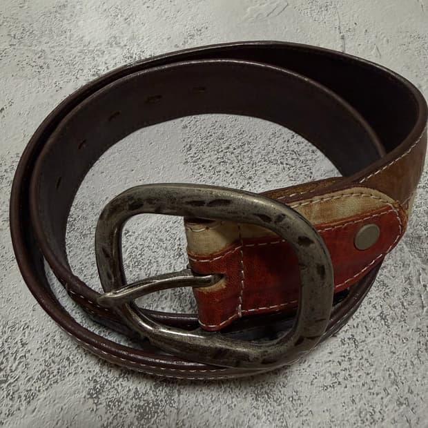 빈티지 레더 패치워크 벨트