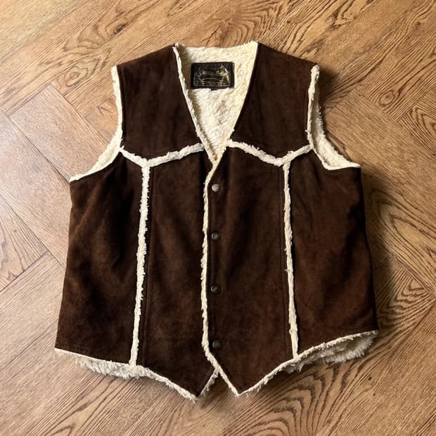 [M]90's J.C Penny 한국제조 쉐르파 라이닝 스웨이드 베스트