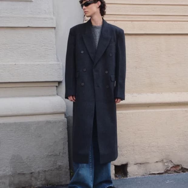 구매) 엘무드 발렌티누스 그레이 스트라이프 코트 44