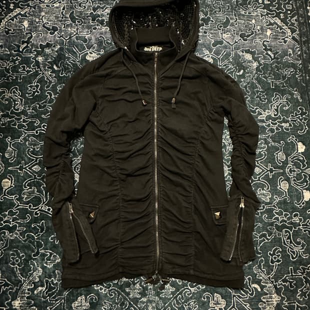 Vkei shirring hood zip up