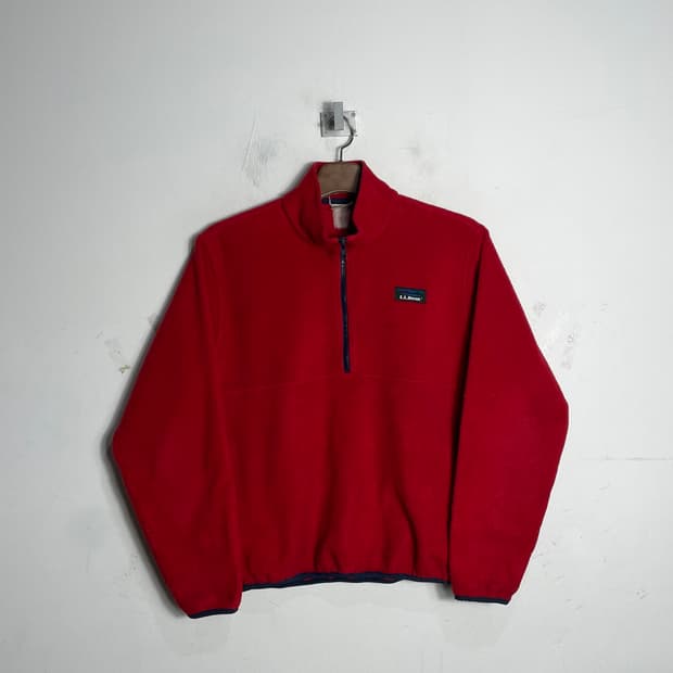 80s~90s L.L.Bean 하프집업 플리스 집업 레드