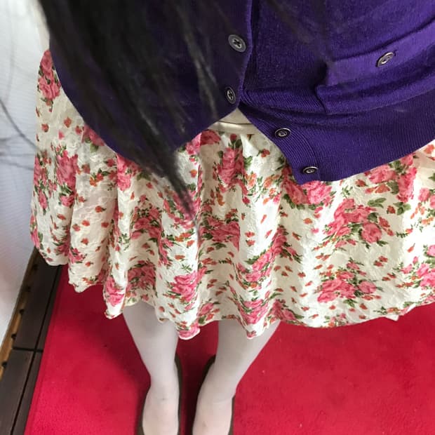 vintage flower mesh short skirt