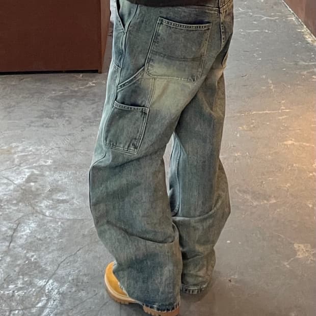 빈티지 워싱 중청 데님팬츠 H1525
