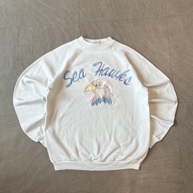 90s 90년대 미국 생산 빈티지 화이트 스웻셔츠