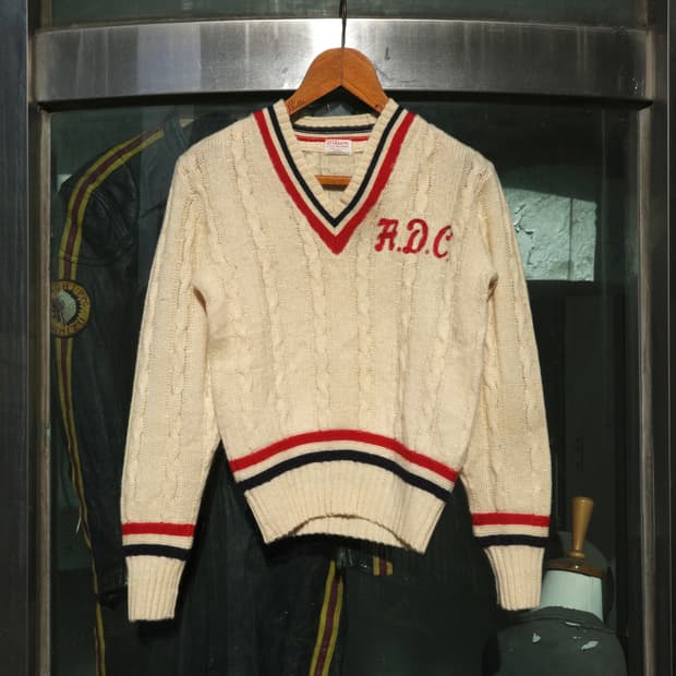 40s Wilson 프레피 크리켓 니트