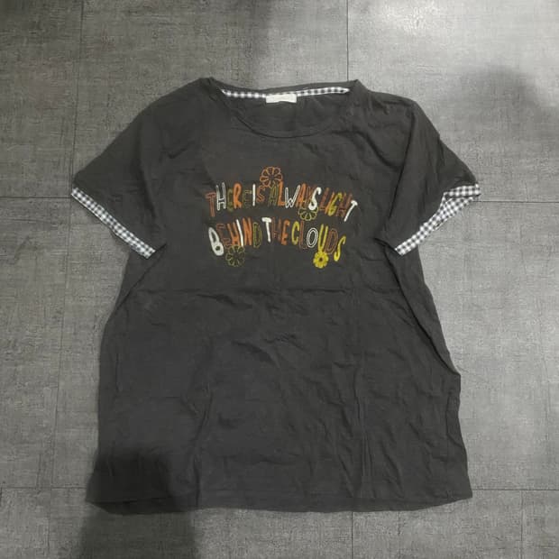 일본빈티지 Behind 하구미모리걸 아메카지 레이어드 반팔티셔츠