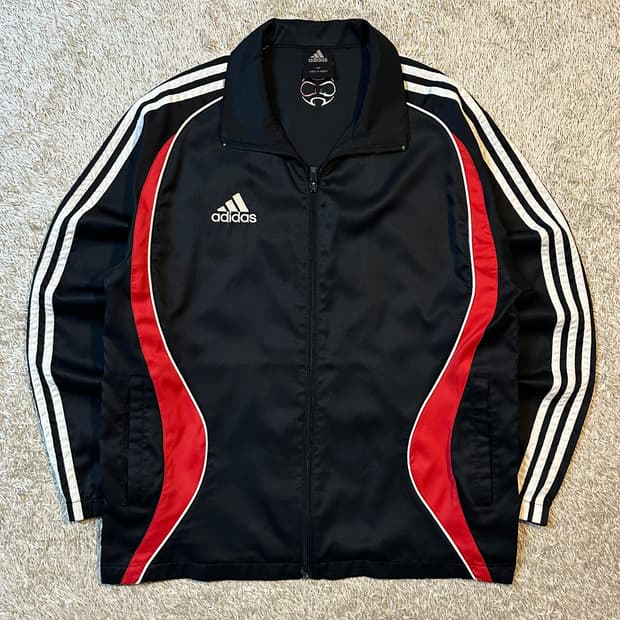 아디다스 올드스쿨 삼각로고 배색 바람막이 자켓 블랙