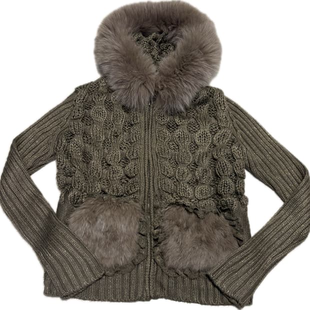 빈티지 그런지페어리 퍼 후드집업