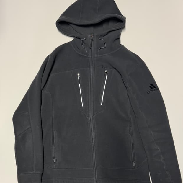 아디다스 시티 플리스 후리스 후드 집업 자켓 L 그레이
