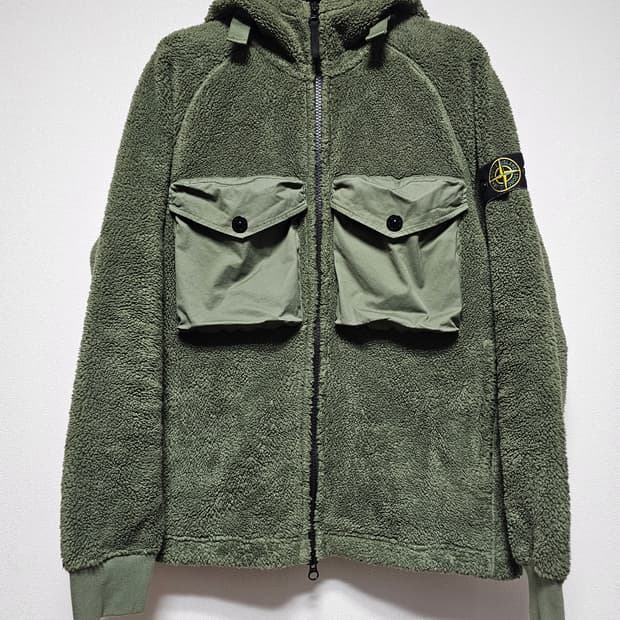 스톤아일랜드 양털 후리스 후드 집업 자켓