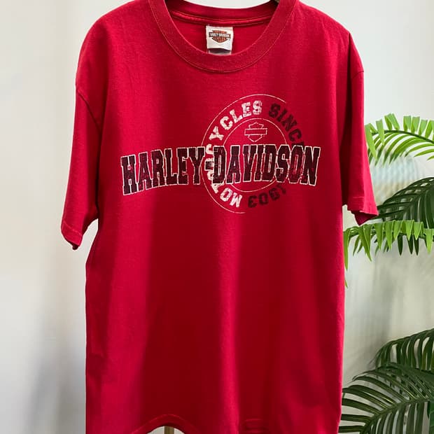 [L]할리데이비슨 레드 반팔