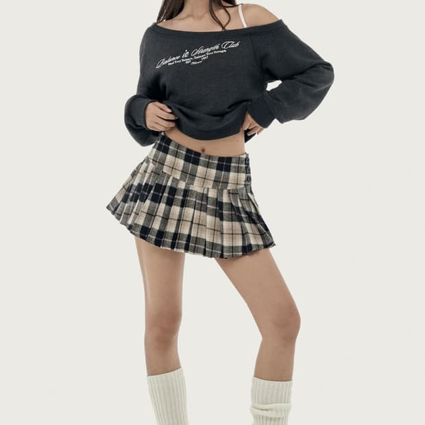 카페모카 플리츠 스커트