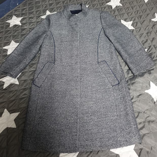 ANNE KLEIN 제팬원사 트위드 울 코트 네이비 (55)