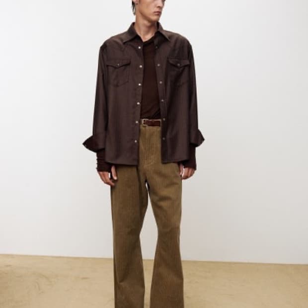 토니웩 25FW 울 스트라이프 웨스턴셔츠(세피아 브라운)