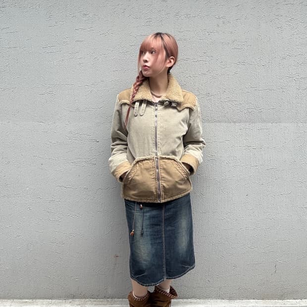 디젤 코듀로이 베이지 무스탕