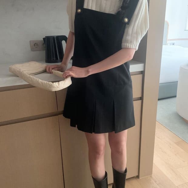 멜라운지 로우 주름 원피스 하객룩