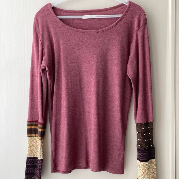 빈티지 패치워크 티셔츠 / 모리걸 하구미 히피