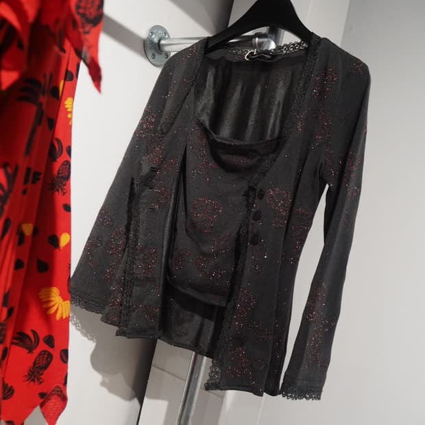 Leggy Press spangle top&cardigan 