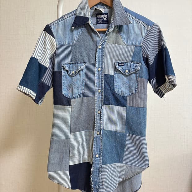 Wrangler 랭글러 웨스턴 데님 패치 하프셔츠