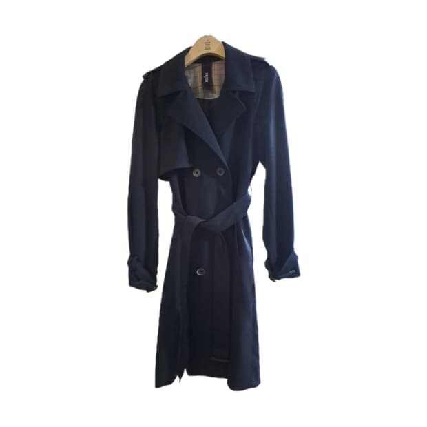 (드라이크리닝 완료)YK038 네이비 롱 벨티드 트렌치 코트