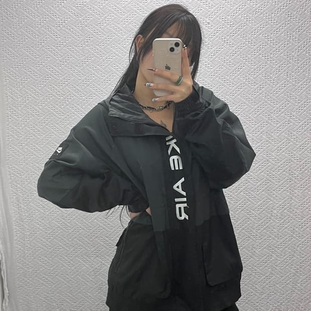 나이키 올드스쿨 빈티지 프론트 레터링 바람막이 자켓 L C07764