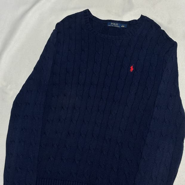 L 폴로랄프로렌 네이비 케이블 니트