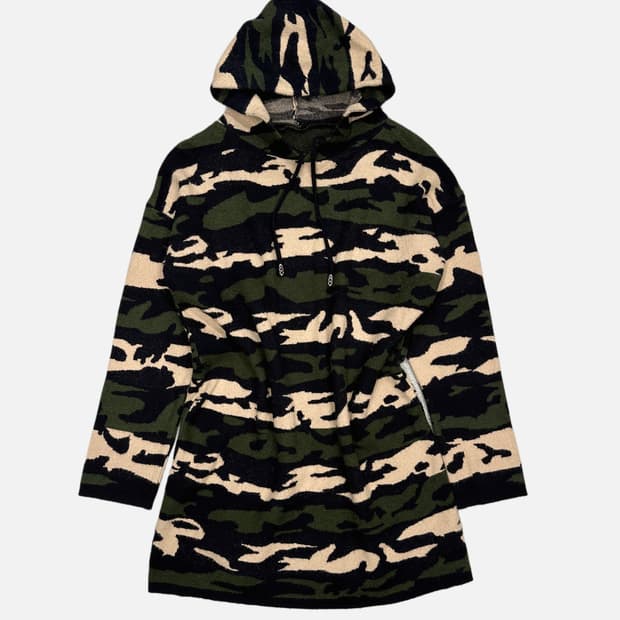 camo knit hood dress