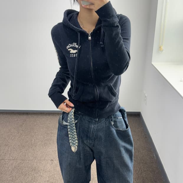 Hollister 홀리스터 사이드로고 네이비 후드집업
