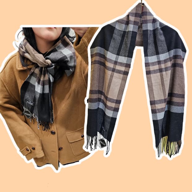 Eternal leaf 브라운 체크 머플러