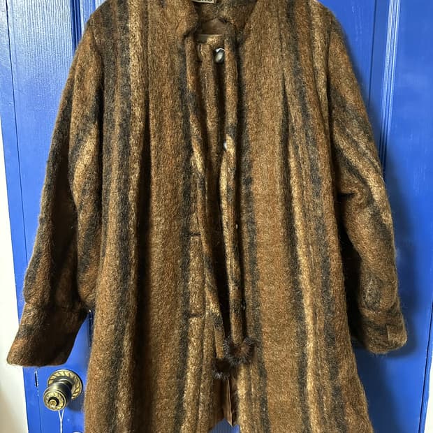 빈티지 스트라이프 모헤어 코트