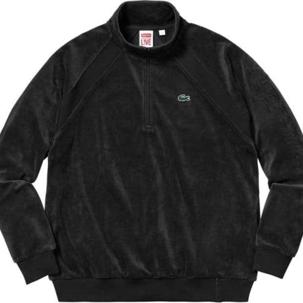 슈프림 라코스테 벨루어 하프집업 M