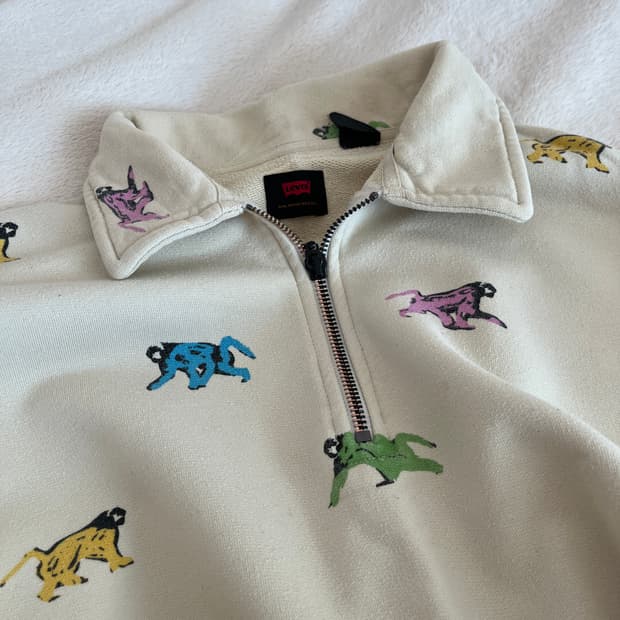 리바이스 패턴 하프집업 M 