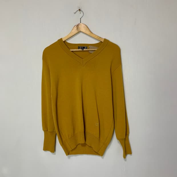 닥스 빈티지 브이넥 니트 옐로우 긴팔 스웨터 M