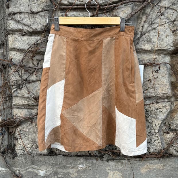 빈티지 패치워크 웨스턴 보헤미안 플레어 치마 미디 스커트