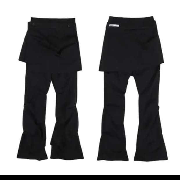 오호스 랩 오버 턱 팬츠 스커트 블랙 S