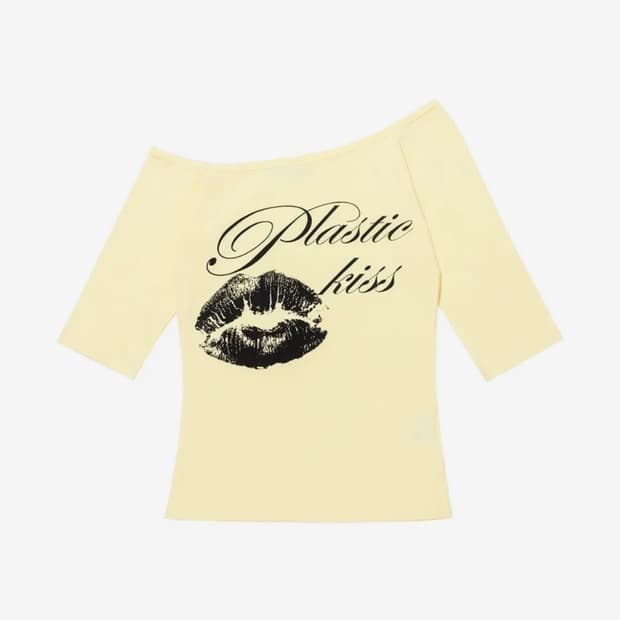 팬시클럽 플라스틱 키스 원숄더 탑 (YELLOW) 