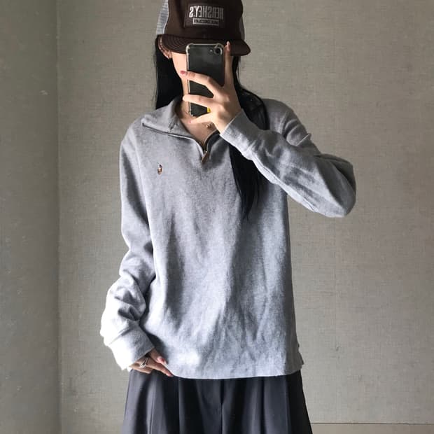 폴로 그레이 반집업