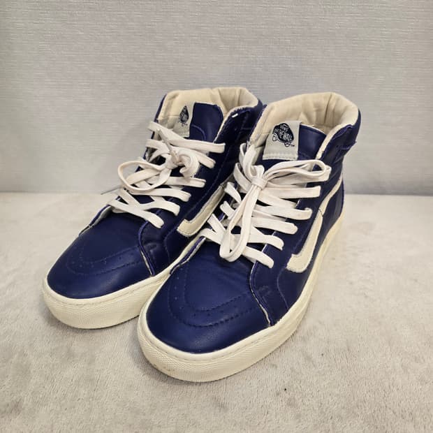 반스 네이비 가죽 하이탑 스니커즈 245~250