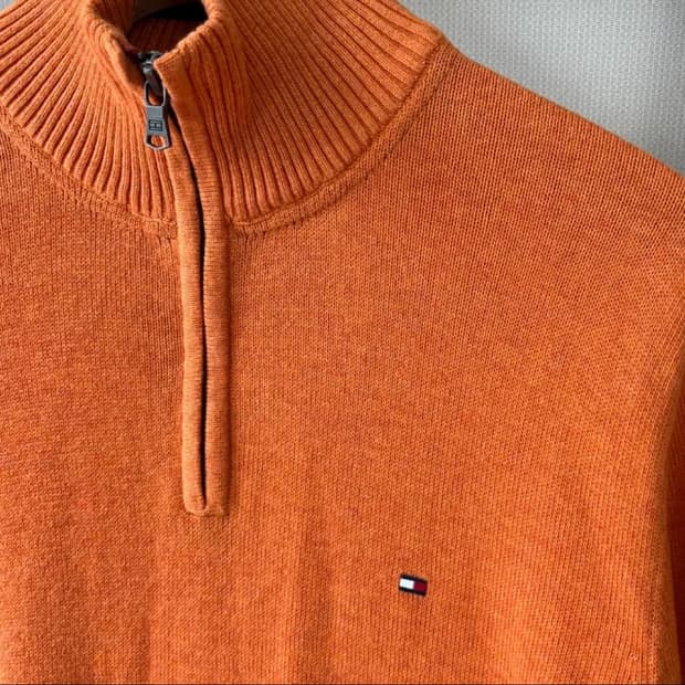 타미힐피거 반집업 코튼 니트
