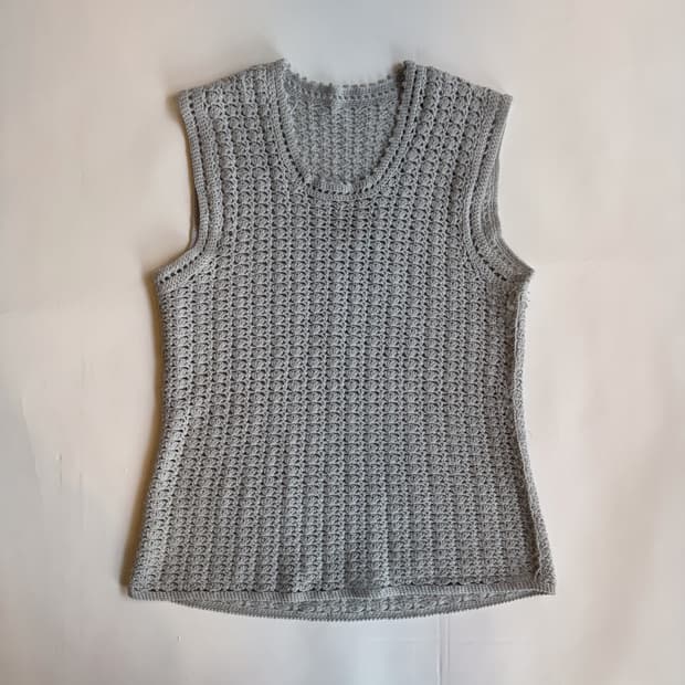 Gray Crochet Shell Top 