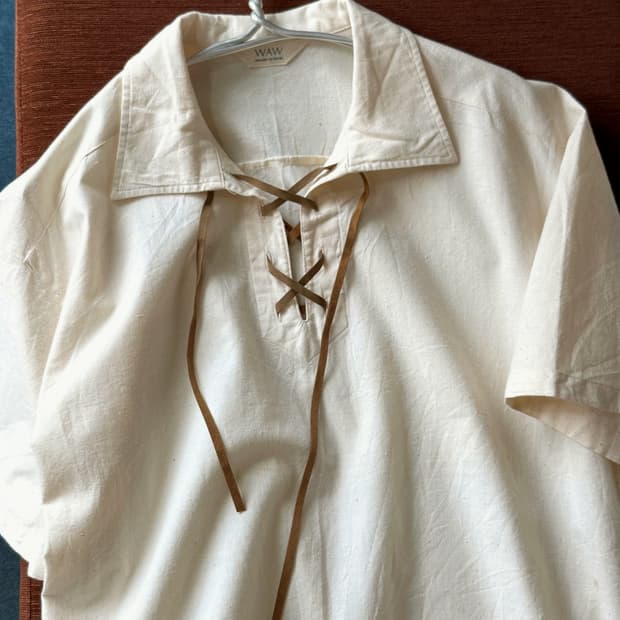 Natural cotton string design P/O shirt