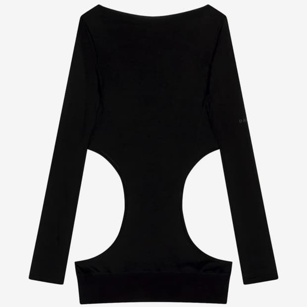 오호스 Curved Cut Layered Tee / Black