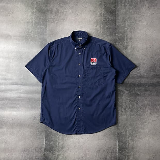 LANDMARK 빈티지 네이비 코튼 반팔 셔츠 A00770